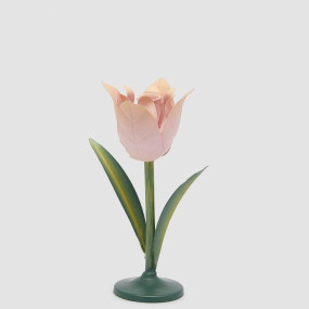 Castiçal Tulipa Rosa 25cm